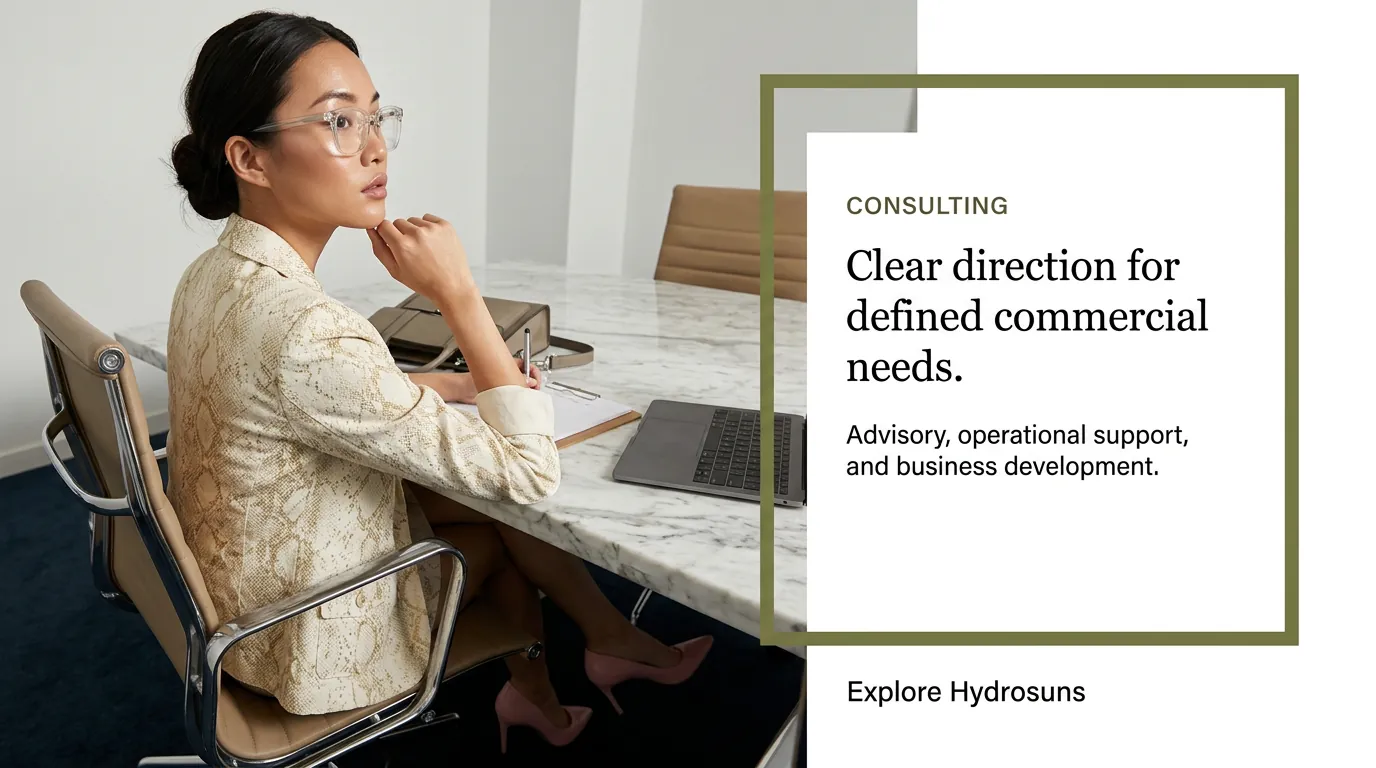 Consulting industry plate: ‘Clear direction for defined commercial needs.’