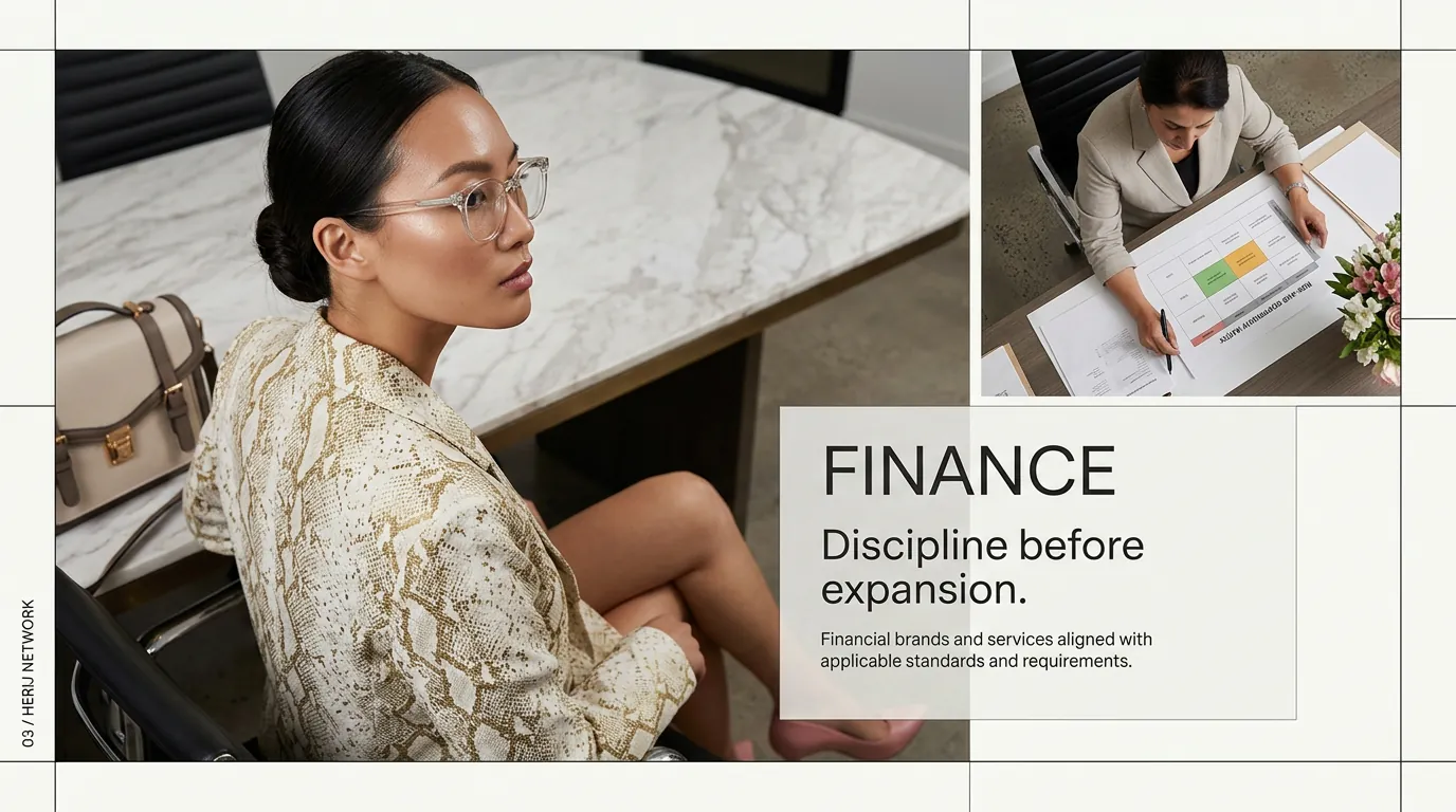 Finance industry plate: ‘Discipline before expansion.’ An executive reviews planning documents.